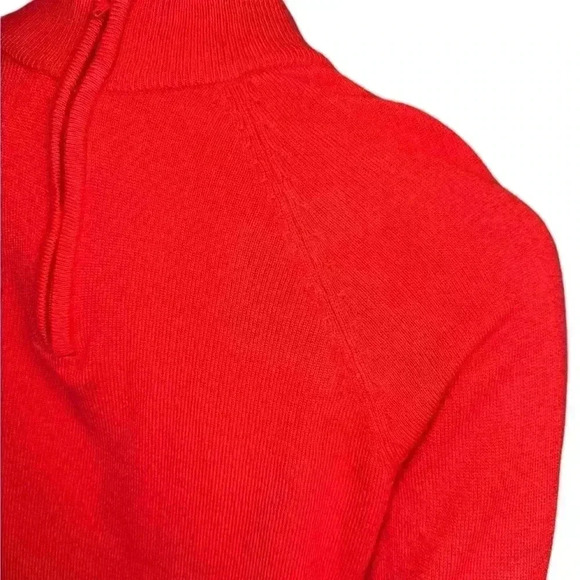 Draper’s & Damons Red Mock Neck Sweater, Back Acrylic Quarter Zipper Size PM. - Picture 7 of 11